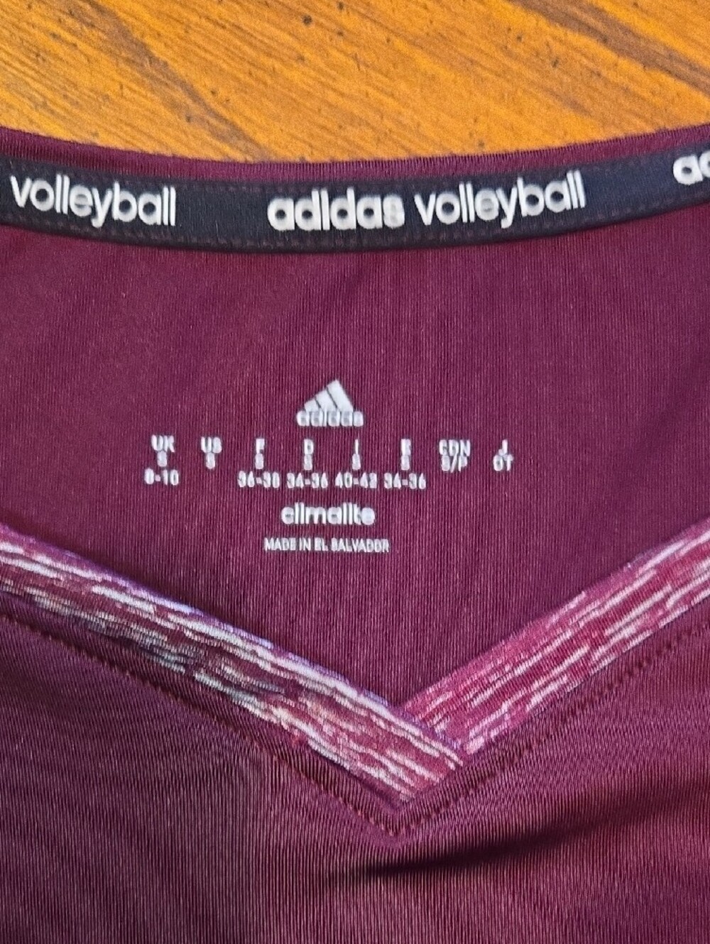 adidas Maroon V‑Neck Long Sleeve Athletic Top - Picture 3 of 3